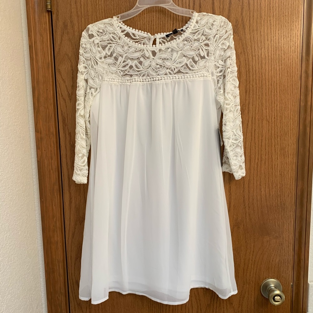 White lace and chiffon dress